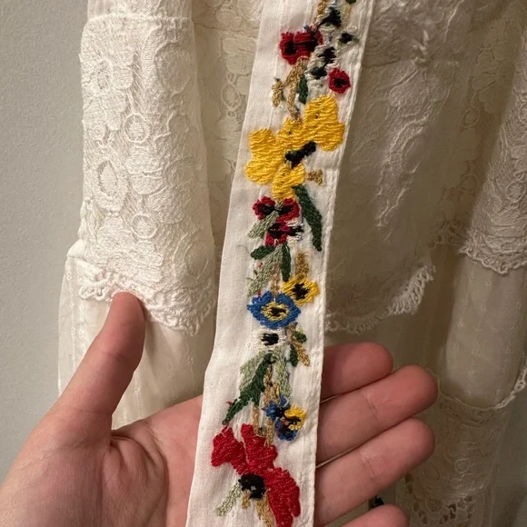 Free People White Halter Midi Dress with Floral Embroidery - Picture 5 of 7